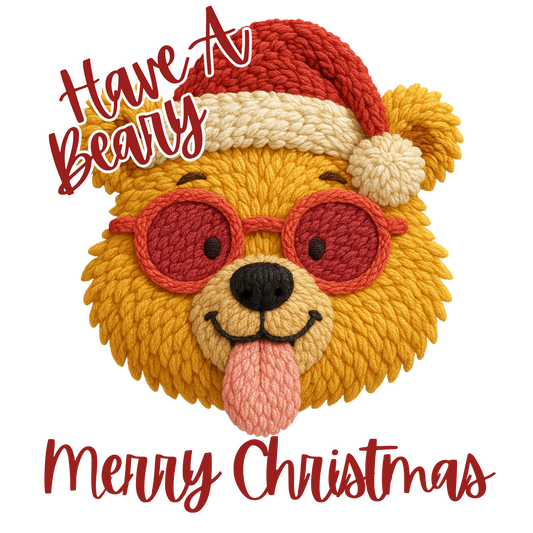 Have A Beary Christmas - Faux Yarn Bear