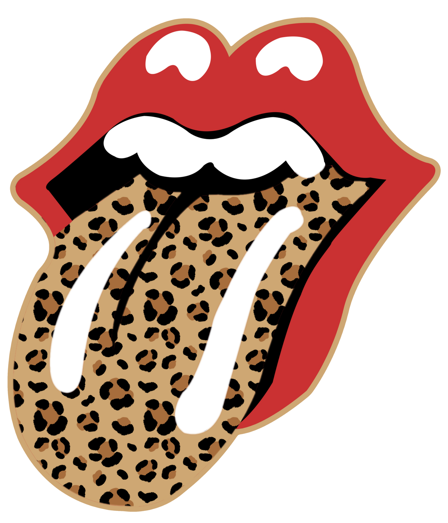 Red Lips & Cheetah Print Tongue - Rolling Stones