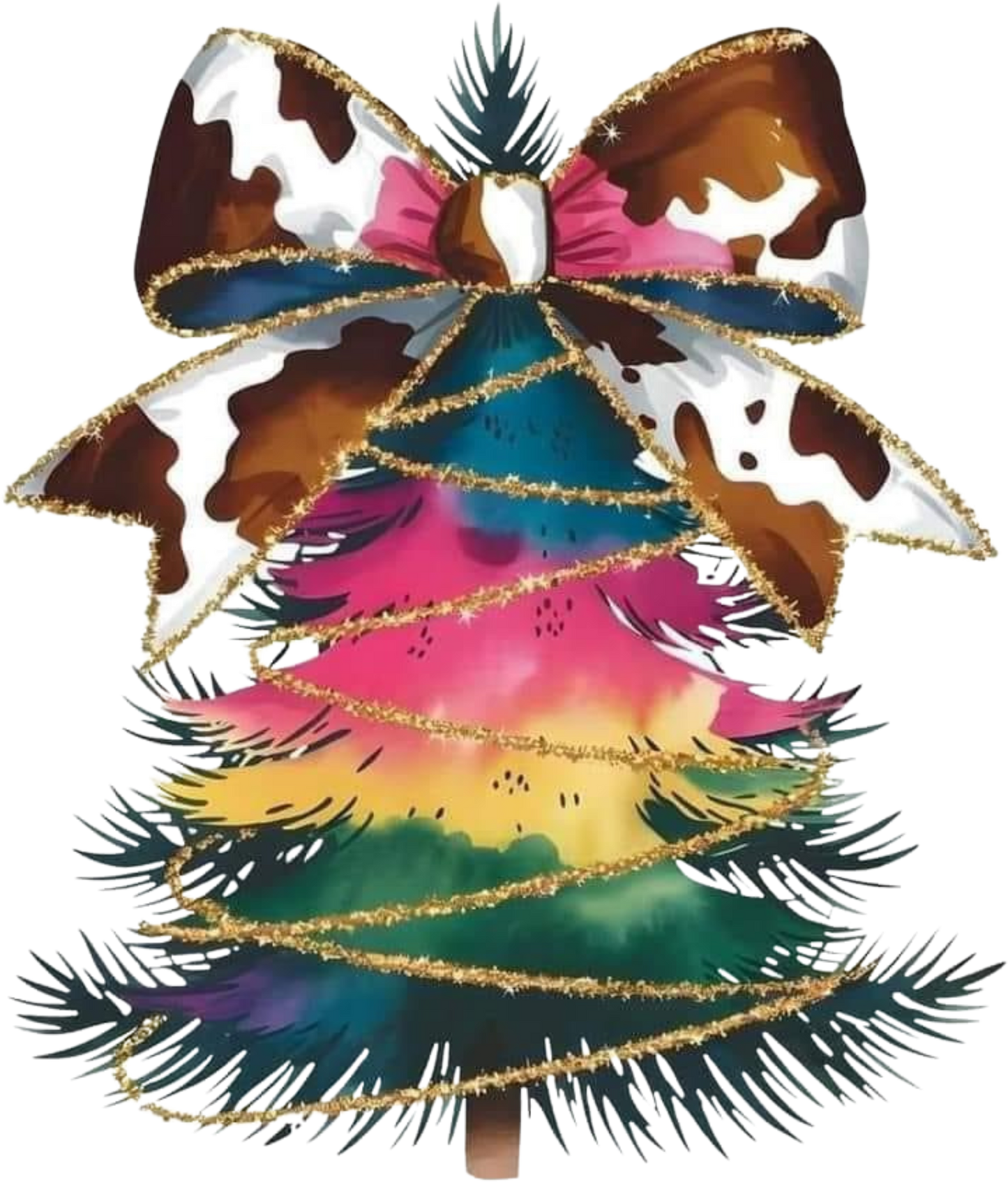 Christmas Tree with Cow Print Bow