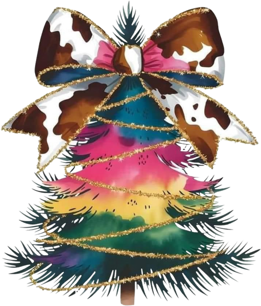 Christmas Tree with Cow Print Bow